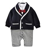 Goodparty ベビー フォーマル スーツ ロンパース 蝶ネクタイ付き お宮参り 結婚式 七五三 カバーオール (80cm, コン)