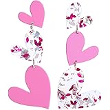 Pink Heart Earrings Lover heart earrings dangle Taylor Lover Earrings Arylic TS Lover heart Shaped Earrings Eras Tour Concert