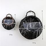Liebeye 2点セット 花かご 籐製 ストローバスケット 壁掛け フラワーポット 壁アート 芸術 編み込み プランター ホーム インテリア 可愛い おしゃれ 田園調 ブラック