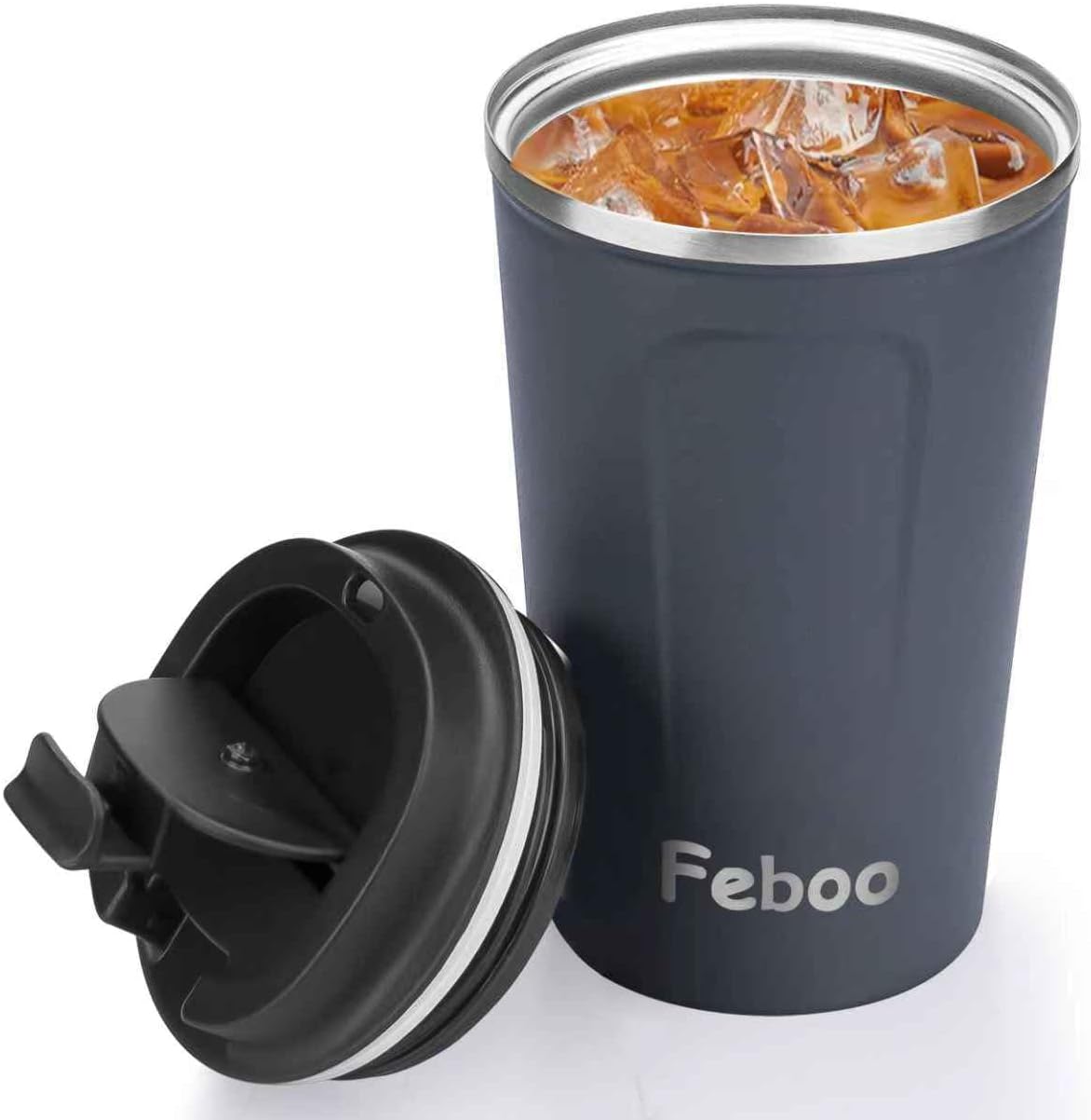 Feboo タンブラー 380ml / 510ml ステンレス製 コーヒーカップ|6〜8時間 保温・保冷|タンブラー 蓋付き・防漏設計|オフィス・車内・日常使いに最適 (青色, 380ML)