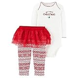 Carters Infant Girls 1stクリスマスホワイトクリーパーレッドホワイトチュチュレギンスセット カラー: レッド