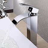 Ouku® Single Handle Waterfall Bathroom Vanity Sink Faucet with Extra Large Rectangular Spout Bathtub