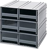 Quantum Interlocking Gray Storage Cabinet with 6 Gray Drawers, 11.38-Inch by 11-3/4-Inch by 11-Inch 