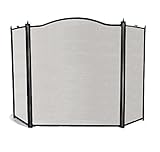 amagabeli 3パネル錬鉄暖炉スクリーンベビーセーフプルーフアウトドア大メタル装飾Fire Place暖炉スクリーンメッシュ安全ゲートフェンスカーテンドアブラックカバーby Grateホルダーア