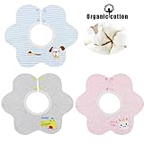 スタイ ビブ よだれかけ 防水 360度 男の子 女の子 オーガニックコットン 柔らかい 通気 厚さ ３枚セット 25-29cm