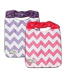 Baby Girl Bib Set of 2 - Reversible Bib - Purple & Pink Chevron Bib on Minky by Polka Dot Moon