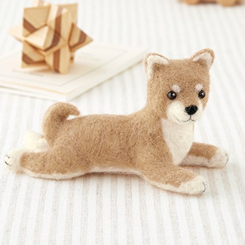 スターターセット（針・マット）付き「伏せ」ポーズの柴犬マスコット手作りキット【羊毛フェルト 犬　わんちゃん　手作り】