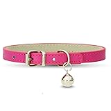 [LaLUCA GOODS] 犬 首輪 猫 首輪 鈴 定番 スタンダード PU レザー シンプル 小型犬 中型犬 ドッグ 散歩 カラフル ダークピンク（鈴あり） S