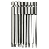 Wolfride S2セキュリティトルクスビット 六角軸ドライバービットセット ネジ用ビットセット T8-T40 8点セット 100mm