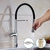 キッチン蛇口 シャワー　キッチン混合栓 ワンホール　ワンホール混合水栓　キッチン用水栓　洗面用水栓　浴室用水栓　伸縮ノズル　360度回転 台付　黄銅　高品質　耐用 冷 温 切換え (ブラック)