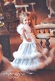 【ベビー＆こどものラグジュアリードレス】マラボーフェザーシルバー＆ホワイトガウンドレス【Ice Princess】1歳半から10歳　オーラ―漂う海外の洗練されたベビードレス。写真撮影すると違いがわかる