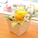 [florence du]プリザーブドフラワー イエロー&オレンジ 3輪バラアレンジメント フラワーギフト プレゼント 花ギフト 誕生日祝い お祝い ブリザードフラワー