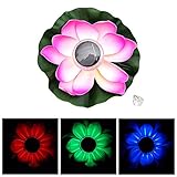 AWHAO　ロータスライト　LEDソーラーライト　蓮花　フローティング　噴水池　プール装飾ライト　願をかけるライト　LED7色変化 (ピンク)