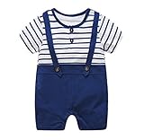 WIN ファッションベビー服　男の子ロンパース 男の子の日　 お出かけ 記念撮影 半袖 セレモニーロンパース 結婚式服 男の子 出産祝い (80cm, ネイビー)
