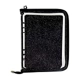 EdisonBrain ピンバッジホルダー 黒 フェルト バインダー 缶バッジ 収納 ジッパー 付き 防水 クリア ケース ディスプレイ ファスナータイプ (ブラック)
