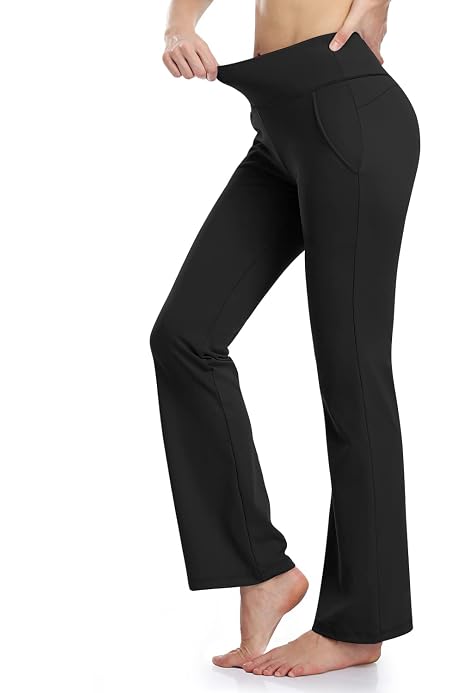Straight Leg Yoga Pants Zip Pocket 