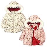 ベビー服 女の子 アウター フルジップ ジャケット  撥水加工 ファー付フード 小花柄 女児 ベビー (1.アイボリー/90cm)