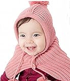 Ramyu’（ラミュー'）ベビー キッズ用 赤ずきんちゃん風 ポンチョ ニット帽 秋 冬 赤 ピンク (ピンク)