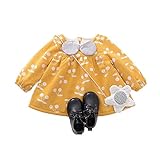 ベビー服 女の子ワンピース 子供服 Pojour 冬 防寒 ドレス 可愛い小さなボールワンピース オシャレ綿 厚手 裏毛 通園 発表会 旅行 記念日 プレゼント 黄色