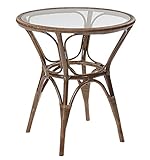 皮付きラタン ヨーロピアンリゾートスタイル カフェテーブル【bralossa】 (ナチュラル) (アジアン) 籐コーヒーテーブル サイド 机 ガラス ハンドメイド