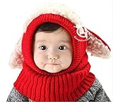 うさぎ 帽子 赤ちゃん ニット帽 ニット帽子 ベビー キッズ 子 子供 用 防寒 選べる5色 (レッド)