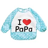 Tovadoo ベビー 食事用エプロン EVA製　防水　水洗い簡単　ラブパパ　ラブママ　ハート柄　キュート出産祝い　プレゼント　二色入　1-3歳 (ブルー)