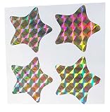 Grid laser Glitter Star Shape Stickers 500 Per Roll - Shiny Metallic Foil Label - Teacher Supplies