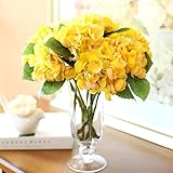 BAGEHUA 美しいあじさいの花シミュレーションホーム家具の宝石類のリビングルームの装飾花の花フェイクシルクフラワー装飾、シンプルな黄色がかった茶色の
