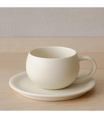Ceramic Mug Set Rock Texture Ceramic Coffee Cup Set - 6 Oz Embossed Mugs  With Saucers & Spoons Modern Design Cappuccino Cups