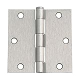 Squareコーナードアヒンジ3 – 1 / 2 x 3 – 1 / 2インチ、サテンニッケル Single Door Hinge シルバー 20-2515