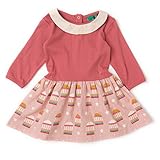 ドレス - 長袖 - ピンク - Golden Bird Cages - Long Sleeves - Peter Pan Dress - フェアトレード オーガニックコットン - Fairtrade