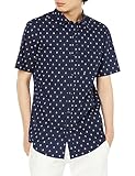[Amazon Essentials] 柄シャツ レギュラーフィット 半袖 メンズ ネイビー ホワイト アンカープリント L