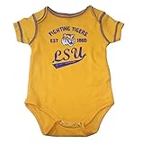 LSU Tigers Est 1860 Infant Onesieサイズ0 – 3 Months NCAA AUTHENTIC Distressed印刷ボディスーツ – ゴールドクリーパー