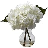 Nearly Natural 1314 Blooming Hydrangea with Vase Arrangement, White by Nearly Natural [並行輸入品]