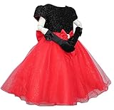 子供ドレス 黒に真っ赤なスカートがゴージャス グローブ付き キッズドレス d-0039 子どもドレス ハードチュールパニエ内蔵 ((4)100-110cm 肩幅23cm 胸囲54cm 胴囲52cm 身