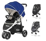 GRACO (グレコ) 3輪ベビーカー シティトレック ネイビー NV + レインカバー＆モスキートネットセット