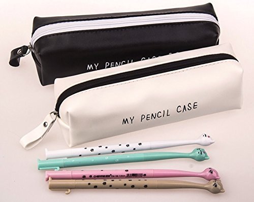 ペンケース 筆箱 白黒 かわいい おしゃれ 大容量 シンプル レザー の価格比較 Heim ハイム