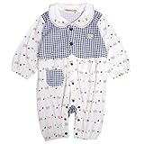 ベビー 長袖 ロンパース 前開き カバーオール 女の子 男の子 襟付き ベビー服 ネイビー 70cm