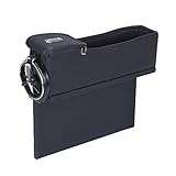 Blueshyhall PU レザー カーシート キャッチャー 自動車 シート 隙間 空間 活用 ボックス カップ ホルダー コイン 入れ ブラック 1個 左