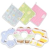よだれカバー Matchdorよだれかけ 360度回転 抱っこ紐用 8層ガーゼ 綿100％ ベビー ビブ 可愛いデザイン出産のお祝いギフト 男女共用【6枚セット】
