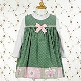 Rare Editions 18ヵ月 (ﾚｱｴﾃﾞｨｼｮﾝｽﾞ） ピンクバタフライ&フラワー コーデュロイワンピースセット（セージ）(18M 85cm)