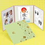手形足形命名書　クローバー 柄　表紙若草色【祝】　ゴールド箔【L判セット】赤ちゃんの手形・足形・写真・お名前がすべて入る！クローバー柄　赤ちゃん手形足形命名書台紙（大）ベビー誕生　必須アイテム　男の子