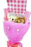 (ポフレ) pofule ベアブーケ くま束 ペア くま ぬいぐるみ 出産祝い 結婚式 卒園式 誕生日 発表会 ギフト (ピンク)