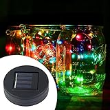 Pawaca イルミネーションライト ストリングスライト ガラスソーラーライト 置物ライト Mason Jar メイソンジャー 10 LED ライト ソーラー充電可能 ライブ応援グッズ 装飾用 インテ
