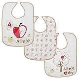 Baby Unisex Apple Design Touch Fastening Bib (One Size) (White/Beige/Red) by Universal Textiles