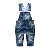 ベビーパンツ　ロングパンツ　デニムパンツ　子供用　ガーターズボン　穴傷　男の子　少年 (110CM, 画像参考)