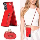 Galaxy S21 5G [SC-51B/SCG09] /Galaxy S30 対応 スマホ ケース Galaxy S21 5G 肩掛け 首かけ 斜めがけ ショルダー ケースGalaxy S21 5G 財布型 ケース Galaxy S21 5G SC-51B/SCG09 PU皮革カバー Galaxy S21 5G TPU ケース Galaxy S30 背面 カード収納 Galaxy S21 5G SC-51B/SCG09 手帳型ケース【上下開】 Cavor Galaxy S21 5G 携帯 カバー ステント機能 片手操作 PU皮革を手作 TPUパイピング 減圧ショック 指紋防止 落下防止 Qi急速充電対応 Qi ワイヤレス充電対応 薄型軽量 耐久性 取り外し可能 落下保護 【レッド】