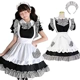 [milky time] メイド服 ロリータ ワンピース メイド服 ミニ丈 ギンガムチェック フリル (L)