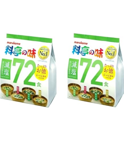 Amazon | 料亭の味 即席みそ汁 減塩 生みそタイプ 72食(4種各18袋)×2