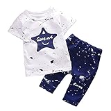 AMAA 子供服 Tシャツ 男の子 半袖 五芒星柄 丸丸襟 Tシャツ パンツ 上下セット ショートパンツ ベビー 男の子 夏 可愛 (ネイビー, 110)